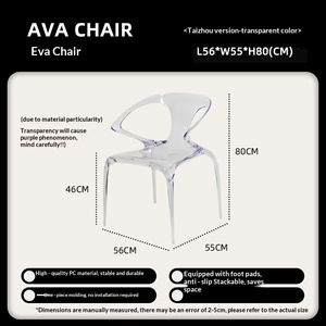 Ensemble table et chaises de salle à manger en acrylique transparent AVA, design italien de luxe léger, mobilier pour la maison, pour salle à manger/salon, tabouret individuel - Product Image 3