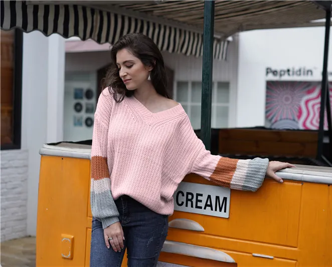 Женский шерстяной свитер с v-образным вырезом, хит продаж Amazon, 2019