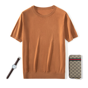 Nouvelle Collection Été 2026 – T-shirt Homme Col Rond Tricoté en Laine Peignée <span class=keywords><strong>Yangzi</strong></span> 136S Double Épaisseur 100% Laine, Manches Courtes et Fines - Product Image 6