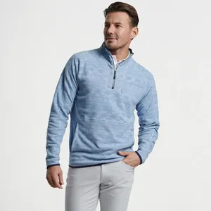 OEM/ODM Custom High Quality Men's Pullover Comfortable Fabric Mens Eco Heather Stripe Fleece 1/4 Zip Golf Pullover For Men