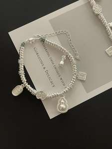 <span class=keywords><strong>Bracelet</strong></span> en <span class=keywords><strong>Argent</strong></span> 925 Français, Motif Géométrique Trèfle avec Pompon Plaqué Or, Zircon, Bague d'Orteil, Vente en Gros - Product Image 6