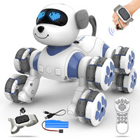 Robot chien télécommandé électrique intelligent en plastique à huit roues, jouet acrobatique rose mignon pour enfants