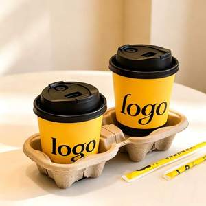 Gobelets à café en papier jaune réutilisables 6/7/8/9/10oz, gobelets en <span class=keywords><strong>carton</strong></span> de bonne qualité personnalisables avec couvercles en plastique pour un usage quotidien - Product Image 4