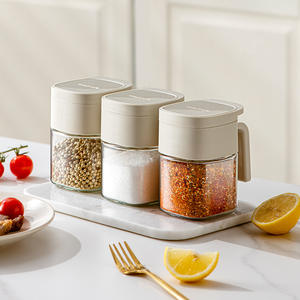 Juego de tarros de especias de vidrio Smartore, tamaño M, herméticos, con tapa de plástico para condimentos sólidos, almacenamiento de cocina - Product Image 1