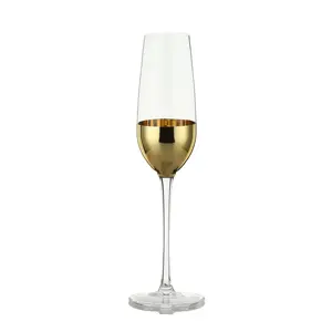 Personalisasi gelas anggur seruling pernikahan akrilik emas kristal sampanye seruling putih merah gelas anggur set cangkir untuk pernikahan