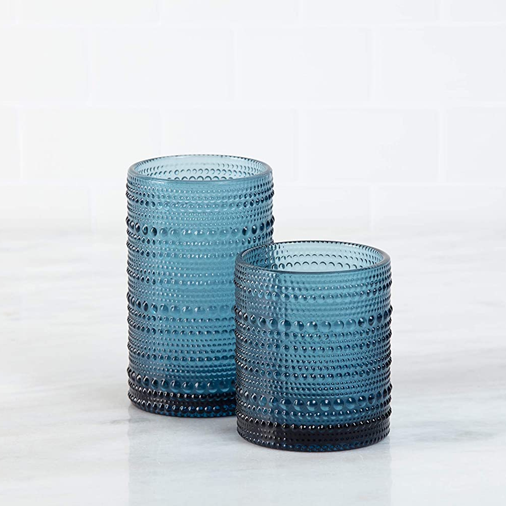 10oz Blue color Collection Double Old Fashioned bubble cocktail glassPopular