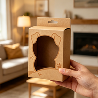 Boîte d'emballage en papier kraft découpée sur mesure avec fenêtre et trou de suspension pour les outils de toilettage quotidien des chiots