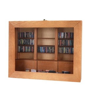 Mini étagère en bois, ornement de bureau, boîte de rangement rectangulaire à compartiments recouverts de couleur unie, pour la décoration de la maison et du bureau - Product Image 5