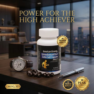 Coffret cadeau premium pour la vitalité masculine |   Gélules de Ginseng Américain et de Bois de Cerf |   90 unités |   Emballage Noir É<span class=keywords><strong>l</strong></span>égant - Product Image 1