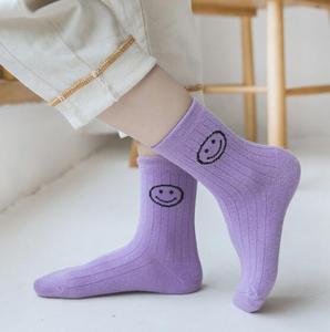 Calcetines de Algodón de Primera Clase para Niñas, con Bordado de Cara Sonriente, Transpirables, Sin Elásticos, Color Caramelo, Versátiles, para Niñas Pequeñas - Product Image 3