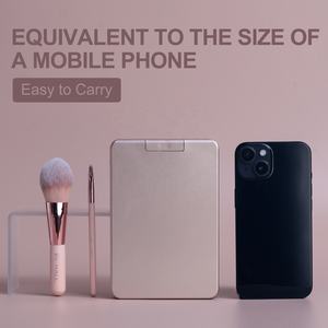 Ensemble de pinceaux de maquillage portables BS-MALL pour les voyages, 14 pièces, rose, logo personnalisé, pinceaux de maquillage vegan avec miroir LED et boîte - Product Image 3