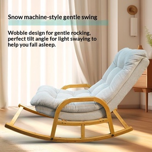 Nordic Home Furniture Factory Direct Wood Balcony Reclining Fabric Recliner Leisure Hotel Living Room Rocking Lounge Chair - Product Image 2