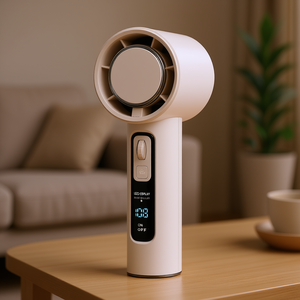 Ventilador Turbo Portátil de Mano con Pantalla LED, 3 Velocidades, Motor DC sin Aspas, Alimentado por Batería, para Uso Doméstico - Product Image 2