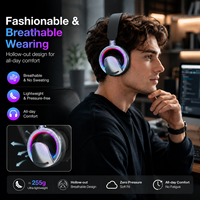 Casque sans fil ANC ultra-léger 255g, respirant, pour le gaming, avec basses profondes, circum-auriculaire