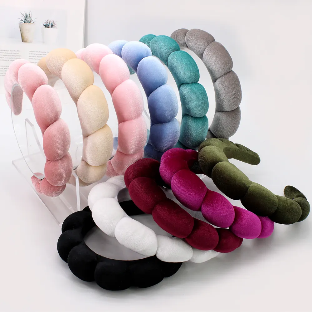 Ifond bong bóng Terry nhung cao sọ Top Xoắn phụ nữ hairbands thời trang Spa Sponge Puffy headbands