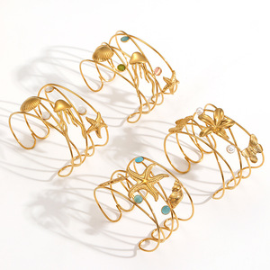 สร้อยข้อมือสแตนเลสสตีลสไตล์ทะเลสำหรับผู้หญิง ดีไซน์เก๋ไก๋สำหรับใส่ไปทะเล รูปดาวทะเล หอยสังข์ ม้าน้ำ เหมาะสำหรับงานปาร์ตี้ - Product Image 3