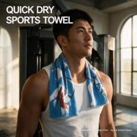 Serviette de sport en microfibre antibactérienne, écologique, à séchage rapide, avec impression personnalisée et crochet pour la gym, le fitness et le yoga