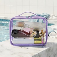 Étui de voyage transparent personnalisé en PVC transparent, trousse de toilette étanche en vinyle transparent