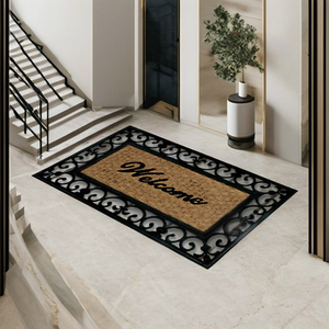 Tapis de porte personnalisé moderne intérieur/extérieur, antidérapant, imperméable, en nylon et caoutchouc, avec logo personnalisé, demi-cercle, taille moyenne - Product Image 3