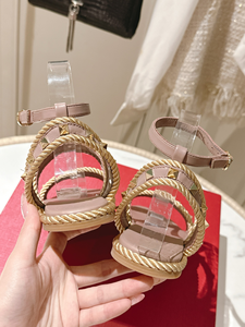 Fille estivale sexy! Sandales romaines à lanières tissées avec bride arrière, sandales plates pour les vacances, Valentinos - Product Image 5