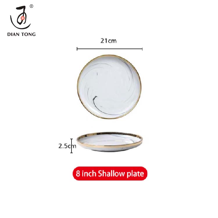 Plato hondo de oro blanco/8 pulgadas