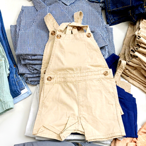 Boutique Summer Wear Kids Rompers Wholesale Woven Cotton Toddler Overall Shorts Dungarees Bangladesh Stocklot Supplier - Product Image 1