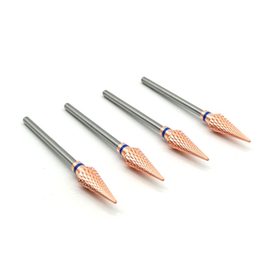 Rose Gold Coated Conical Cross Cut Tungsten Carbide Nail <b>Drill</b> <b>Bit</b> Stable Low Noise Grinding Head - Product Image 2