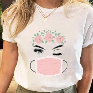 Damen T-Shirt mit Wimpern- und Cartoon-Print, Kurzarm, Individuelles Logo, Strand-Urlaub, Niedliches Grafik-Design - Product Image 6