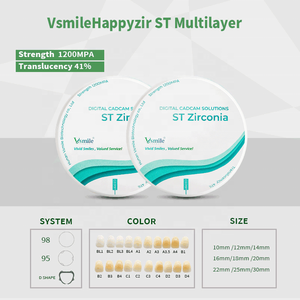 Vsmile HappyZir ST ML 10mm multilapis, blok cakram zirkonia gigi kosong bersertifikasi CE 5 tahun - Product Image 4