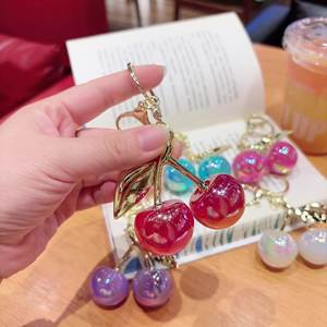 Fashion Cherry Keychain Zinc Alloy Resin Customizable Durable Eco-Friendly Fruit <b>Bag</b> <b>Charm</b> for Valentine's/Birthday - Product Image 3