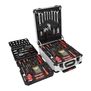 187 PCS Aluminum Frame Case Portable Suitcase Tool Sets Auto Repair Set Chrome Plated Household Tools Case