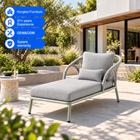 Chaise longue de jardin en aluminium pour usage commercial, avec tissage en corde, inclinable, pour hôtel, complexe hôtelier, villa, piscine