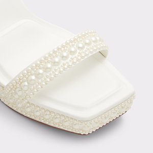 Sandali con Plateau Bianco Avorio con Perle, <span class=keywords><strong>Scarpe</strong></span> da Sposa, da Cerimonia, da Principessa, con <span class=keywords><strong>Tacco</strong></span>, per Abiti da Sera - Product Image 3
