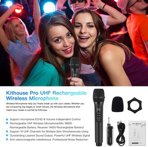 Echo-micrófono inalámbrico recargable para <span class=keywords><strong>Karaoke</strong></span>, micrófono dinámico de mano UHF para <span class=keywords><strong>cantar</strong></span>, fiesta de boda y hablar - Product Image 6