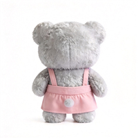 En gros Ours en peluche gris avec robe, Ours en peluche avec fleur violette, Ours en peluche mignon
