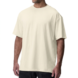 T-shirts à manches courtes en tricot surdimensionnés pour hommes, 240 g, 100 % coton, séchage rapide, impression par transfert thermique, confort, vêtements formels et actifs - Product Image 1
