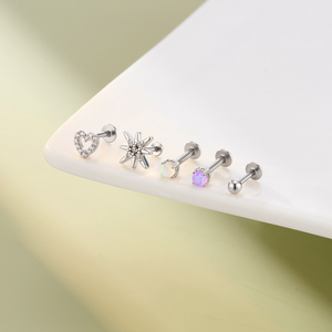 Toposh <span class=keywords><strong>Piercing</strong></span> Labret <span class=keywords><strong>Tragus</strong></span> en Acier Chirurgical 316L avec Zircon à Dos Plat et Filetage Interne pour Lèvre et Cartilage - Product Image 5