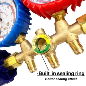 CT-536 Manomètre double pour systèmes CVC, kit de climatisation, outil de réfrigérant avec accessoires R22, manomètre de réfrigérant - Product Image 4