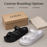 Sandalias de Plataforma con Doble Correa Ajustable y Hebilla, Punta Abierta, Color Negro, para Mujer, con Logotipo Personalizado, Colección Casual de Verano