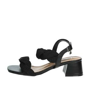Sandalo con Tacco Mariella Burani 51243 Nero Polvere con Cinturino Annodato e Tacco Largo per l'Estate - Product Image 1