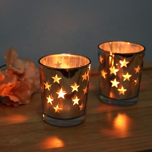 Bougeoir en verre argenté Votives de galvanoplastie en verre étoilé - Product Image 1