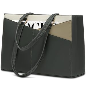 <b>Women's</b> Brown PU Polyester Laptop Handbag Waterproof Casual Tote Zipper Closure Business Office Work Travel <b>Briefcase</b> Style - Product Image 4