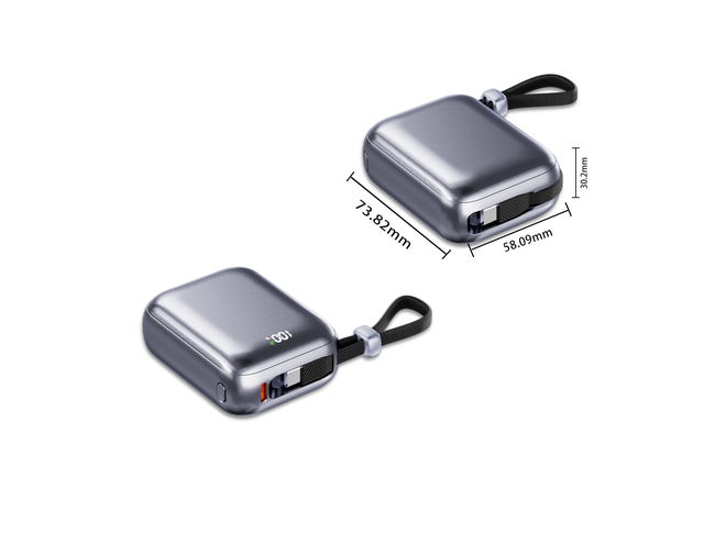 High Capacity 10000mAh Li-Polymer Portable Power Bank with 20W PD-Type-C Cable Mini Size Mobile Phone Fast Charging Battery Pack