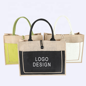 Sacs <span class=keywords><strong>de</strong></span> courses écologiques en <span class=keywords><strong>toile</strong></span> <span class=keywords><strong>de</strong></span> <span class=keywords><strong>jute</strong></span> naturelle personnalisés avec poignée en sangle <span class=keywords><strong>de</strong></span> coton, <span class=keywords><strong>sac</strong></span> fourre-tout réutilisable imprimé - Product Image 2