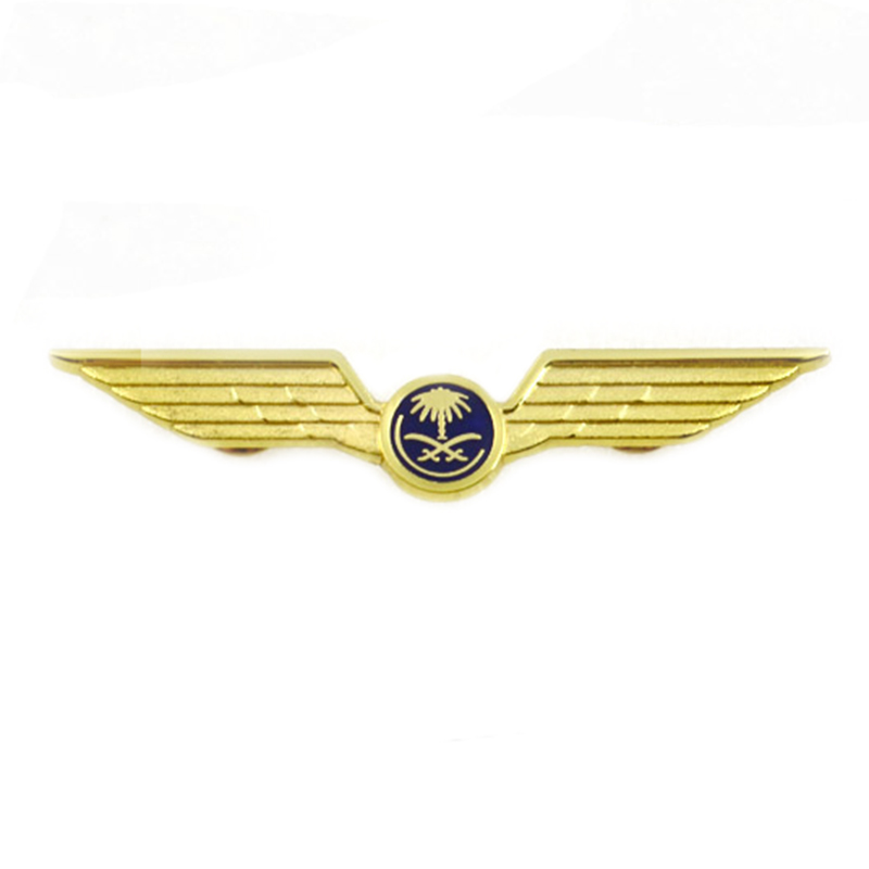 Oem Produttore All'ingrosso Personalizzati In Bianco Logo Personalizzato Ali di Metallo Oro Argento Lapel Pin Badge In Acciaio Inox Pin Distintivo