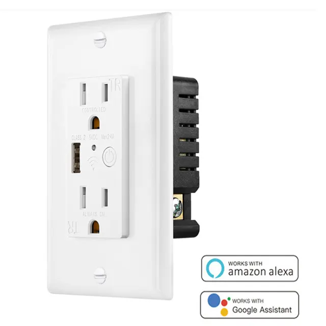 WiFi USB Wall Socket Smart Home Wireless Remote Control Plug In Wall Outlet Receptacle