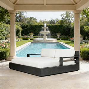 سرير أريكة خارجي بإطار ألومنيوم، قماش مقاوم للعوامل الجوية، وسائد قابلة للفصل، مناسب للحدائق والتخييم وبيوت الضيافة والشرفات - Product Image 1