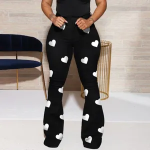 Custom Love Printing Classic High-Waisted Oversized Trousers For Women'S Micro-Laser Pants