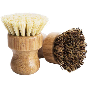 Brosse de nettoyage à poils durs avec manche en bambou naturel pour le lavage des casseroles et poêles en fonte, adaptée aux éviers de cuisine et aux salles de bain - Product Image 6