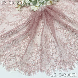 Galon de Dentelle Chantilly en Nylon Floral à Bord Cils 25cm Doux Noir Rose Clair Rouge, <span class=keywords><strong>Tissu</strong></span> de Dentelle Française de Qualité pour Robe de Femme - Product Image 6